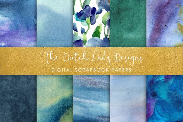 Artistic Blue Watercolor - Scrapbook Papers