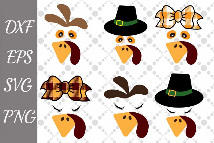 Turkey Face Bundle Svg, BUNDLE TURKEY SVG, Cute Turkey Svg