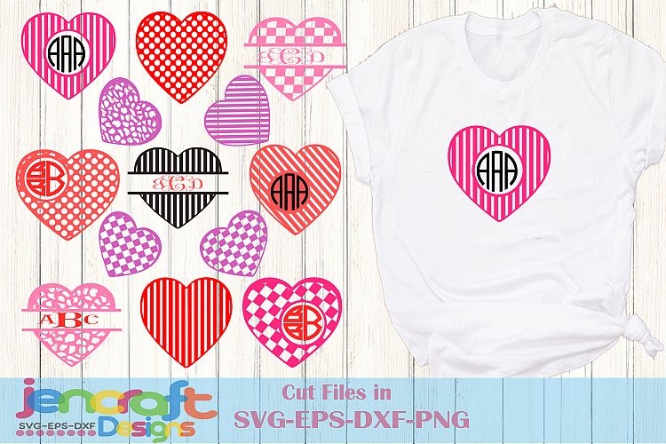 Valentine SVG - Pattern Heart Valentine Monogram SVG Frames