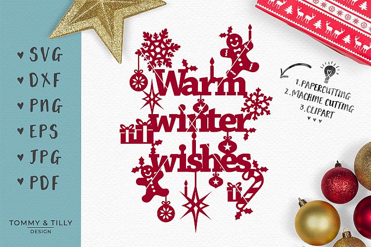 Warm Winter Wishes - SVG EPS DXF PNG PDF JPG Cut File