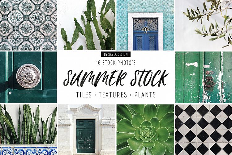 Summer stock photos, Lisbon green, tiles, texture, plants + patterns