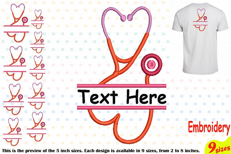 Split Stethoscope Heart Embroidery Design Machine Instant Download Commercial Use digital file symbol sign Nursing Nurse frame doctor 212b