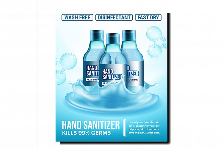 Hand Sanitizer Creative Promotional Banner Vector