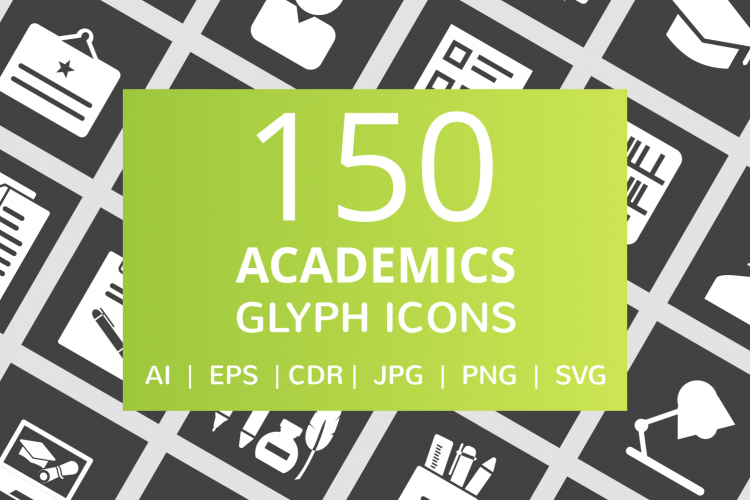 150 Academics Glyph Inverted Icons