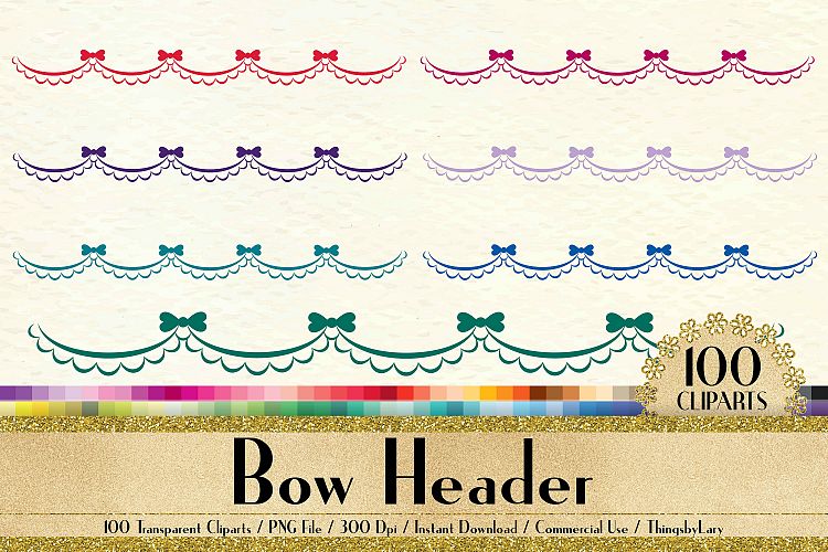 100 Bow Header Clip Arts, Transparent Decoration Clip Arts