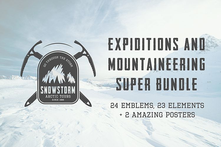 Winter vintage adventure emblems.
