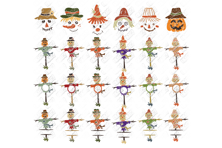 Scarecrow SVG Monogram Bundle in SVG, DXF, PNG, EPS, JPEG
