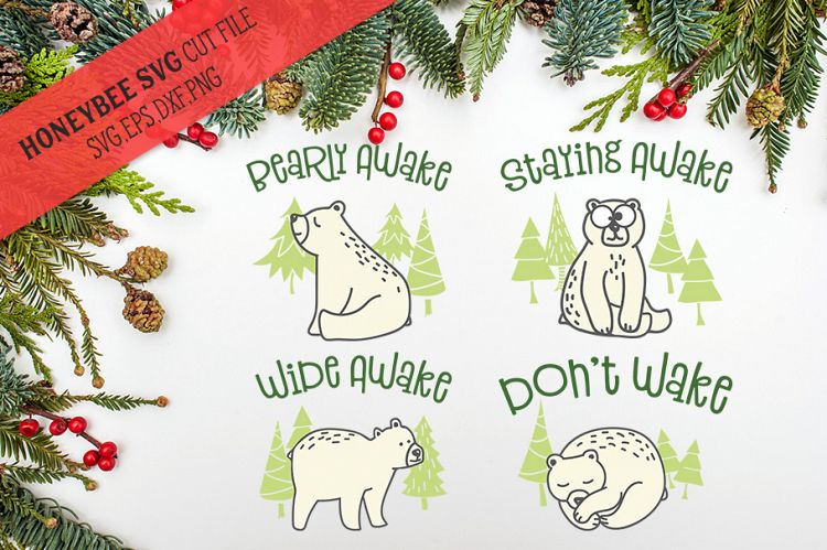 Wakeful Bear Christmas Family Pajama SVG Cut File Set