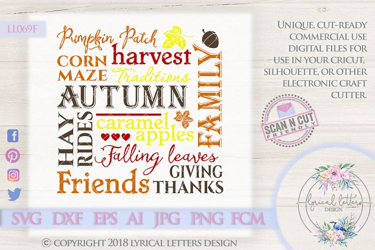 Fall Autumn Subway Art SVG Cut File LL069F