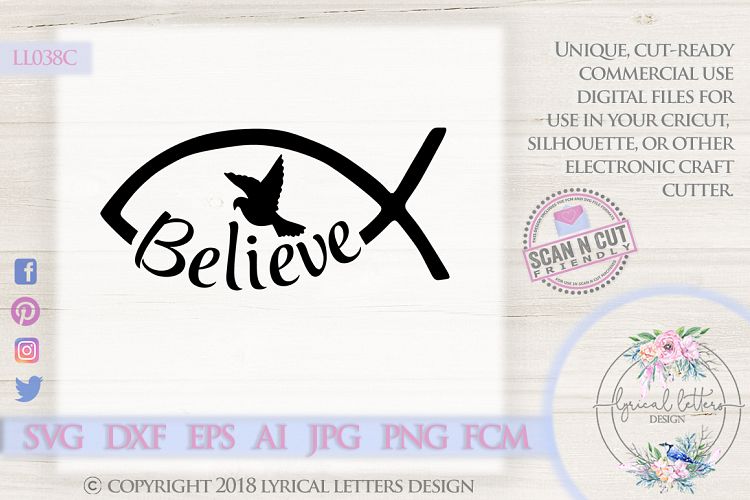 Christian Fish Believe and Dove SVG DXF FCM LL038C (160596) | Cut Files
