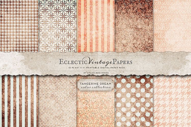Vintage Printable Papers - Tangerine Dream