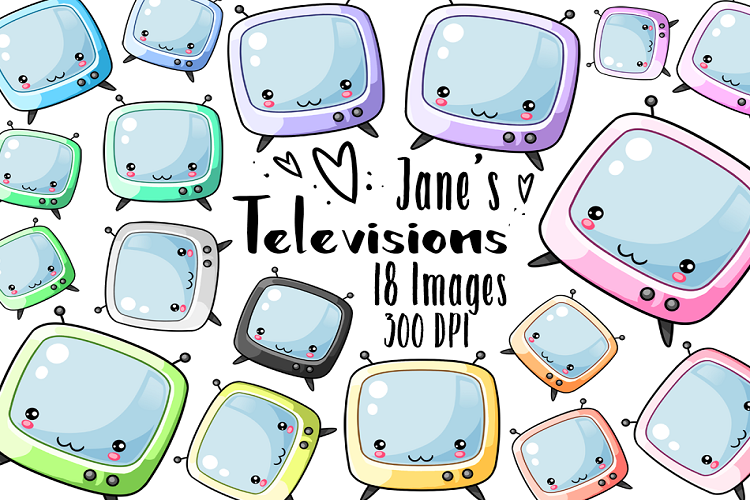 Kawaii TVs Clipart