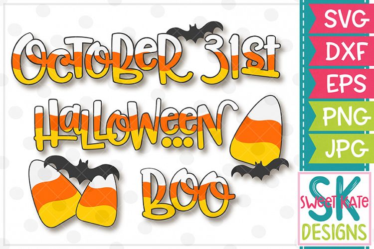 Candy Corn Halloween Words SVG DXF EPS PNG JPG