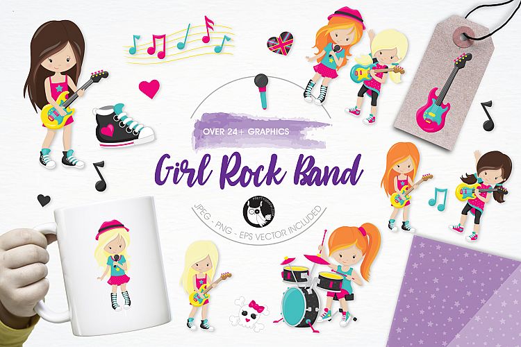 Girl Rock Band  graphics and illustrations