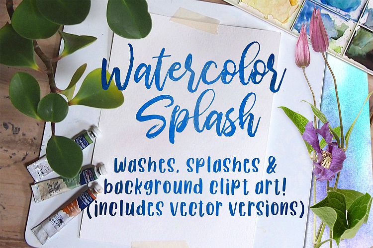 Watercolor Splash Clip Art, Vector Watercolor Backgrounds!