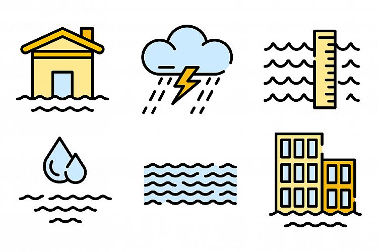 Flood icons vector flat example image 1