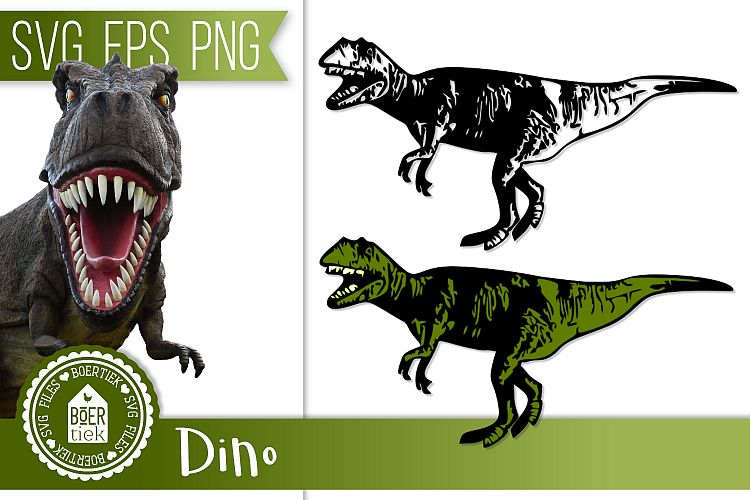 Dino, black and colored, SVG file, dinosaur