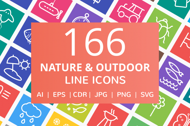 166 Nature   Outdoor Line Multicolor B/G Icons