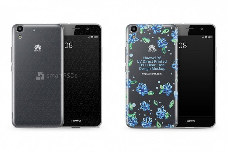 Huawei Y6 UV TPU Clear Case Design Mockup 2015 (Front-Back)