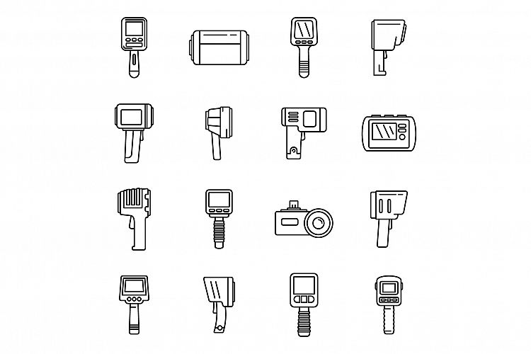 Thermal imager device icons set, outline style example image 1
