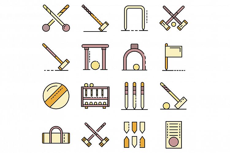 Croquet icons set vector flat example image 1