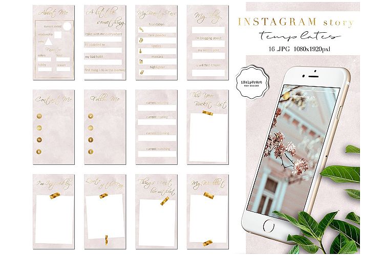 Instagram Story Templates - Blush Pink Watercolor and Gold
