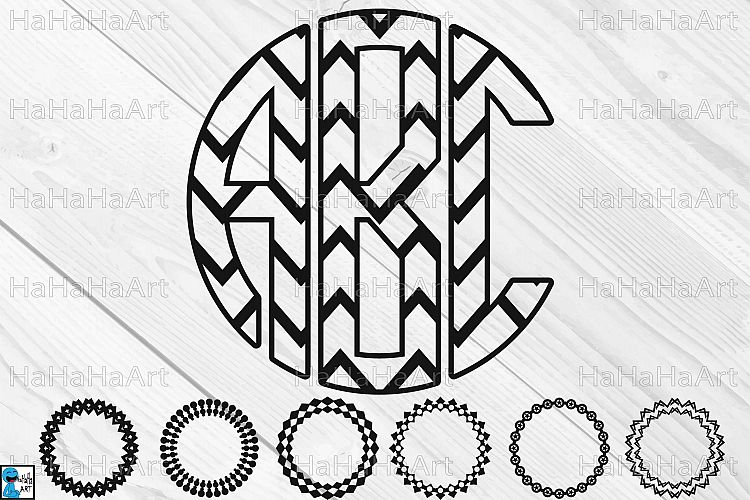 Chevron Circle Monogram Alphabet - Clipart Cutting Files 47c