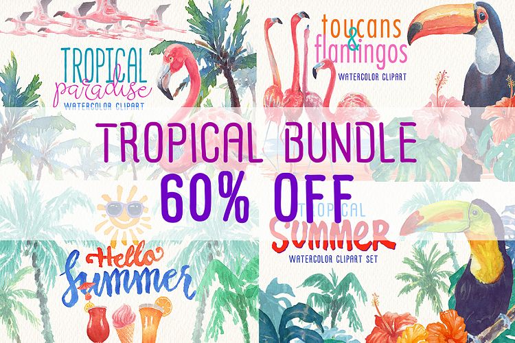 watercolor tropical bundle