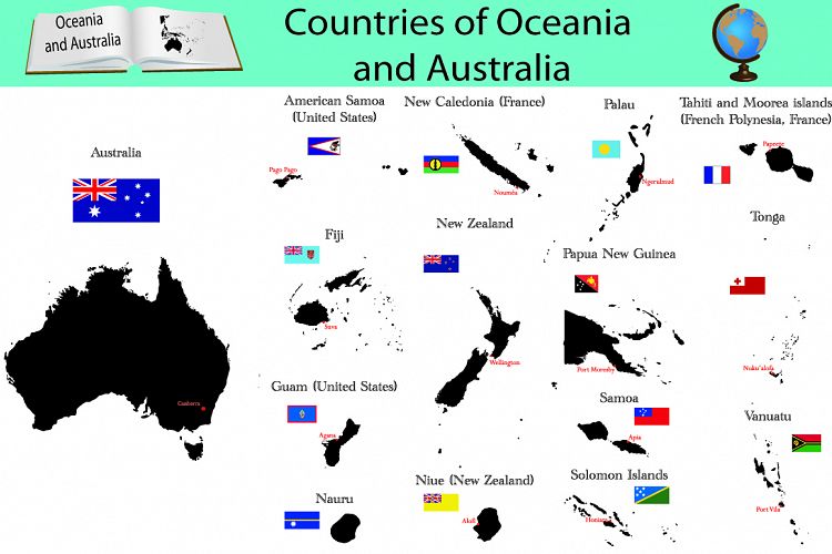 Countries of Oceania and Australia