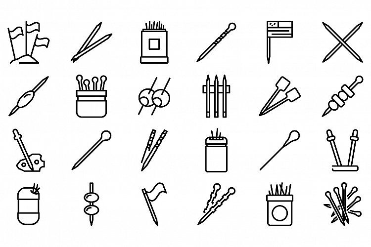 Toothpick icons set, outline style example image 1