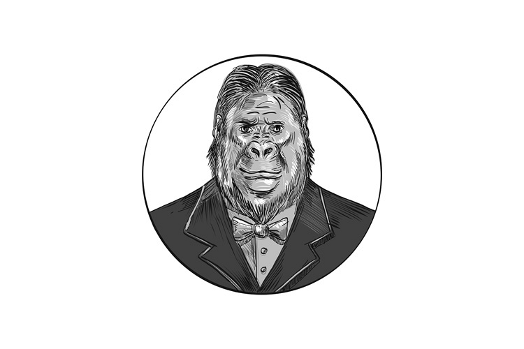 Gorilla Wearing Tuxedo Drawing