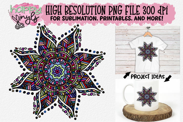 Download Free Sublimation Download Mandala Colorful Flower Sublimation Design A High Res Png Free Design Resources