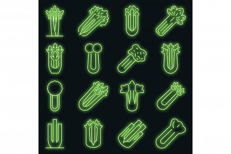 Celery icons set vector neon example image 1