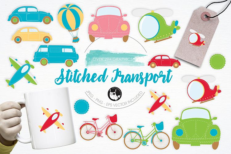 Stitched Transport graphics and illustrations