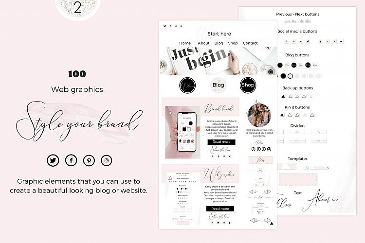 Web graphics pink, black, marblegold