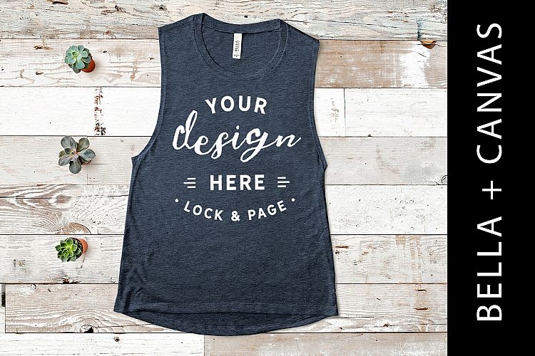 Heather Navy Bella Canvas 8803 Vest Mockup Fashion Flat Lay