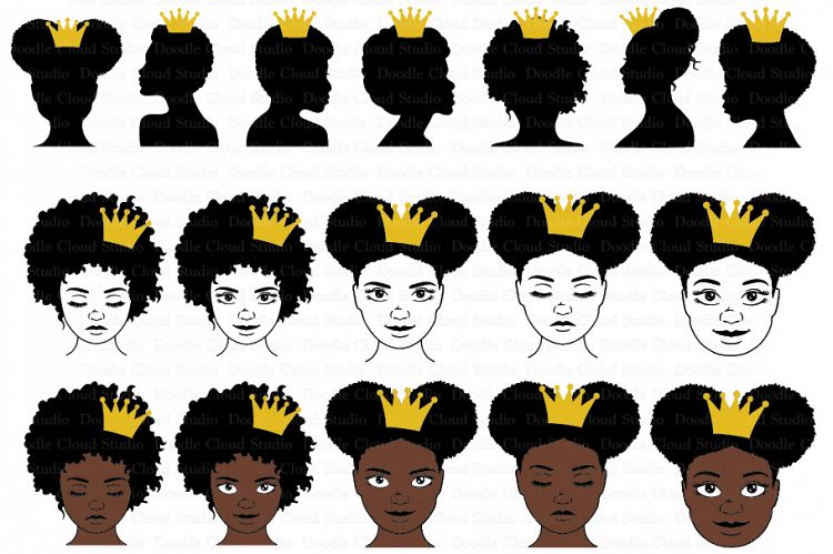 Download Black Queen With Crown SVG, Afro Puff Crown, Queen Clipart ...