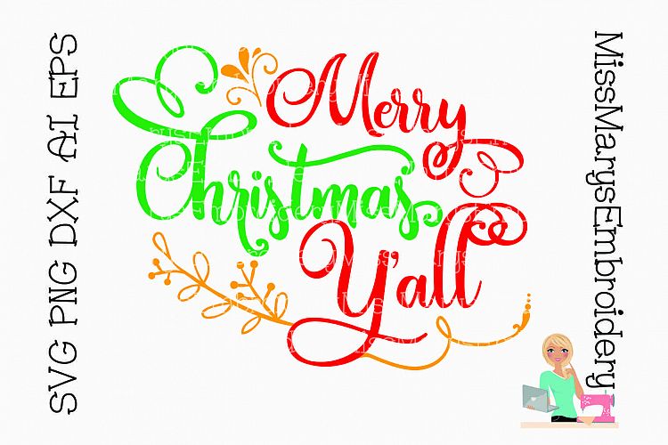 Merry Christmas Yall SVG Cutting File PNG DXF AI EPS 