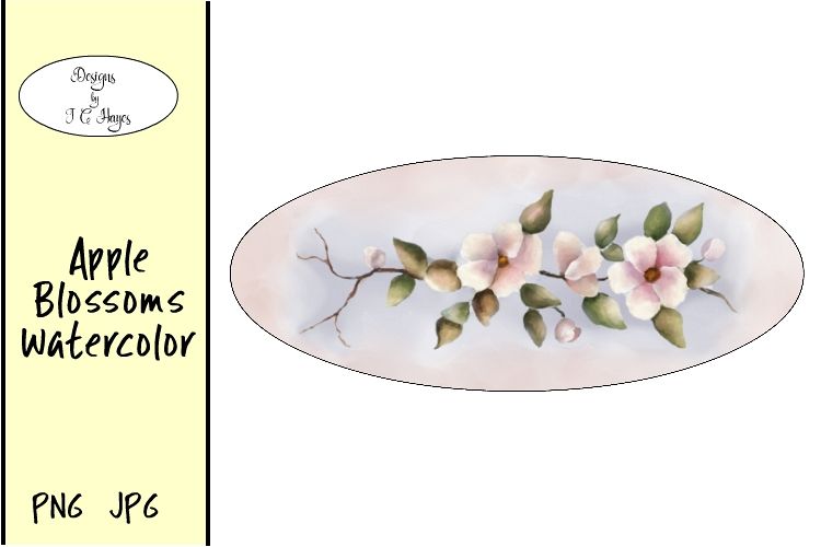 Apple Blossoms Watercolor, Clip Art, Sublimation