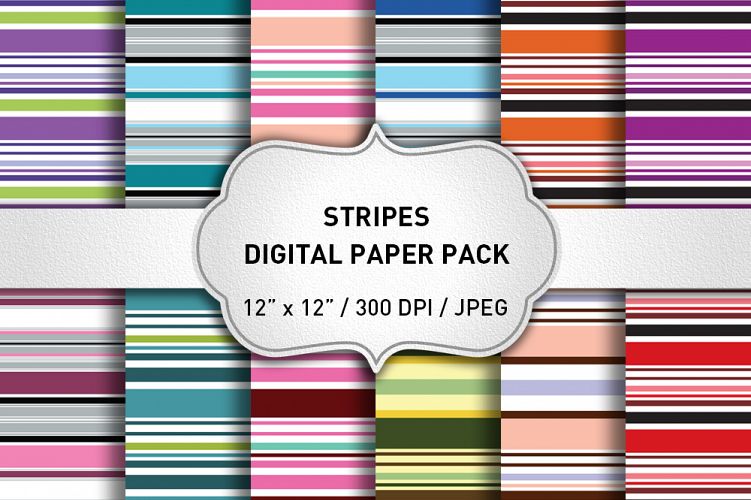 Stripes Digital Paper Pack / Backgrounds / Scrapbooking / Card Making / Patterns / Printables / Stripes
