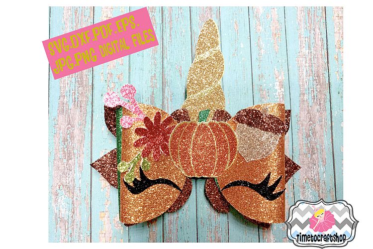 Fall Thanksgiving Unicorn Hair Bow Template.