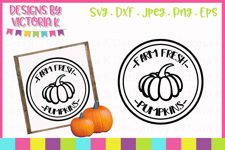 Farm fresh pumpkins stamp style design, Fall, SVG, DXF, PNG