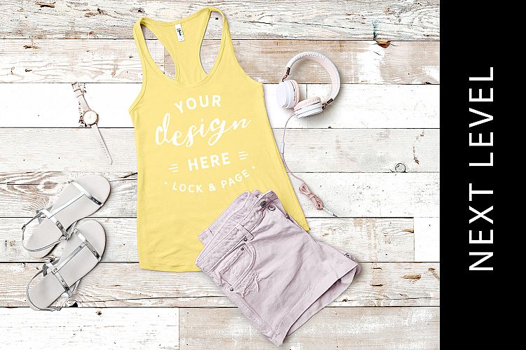 Banana Cream Tank Top Mockup Next Level 1533 Tank Top Vest