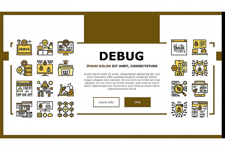 Debug Research And Fix Landing Header Vector example image 1