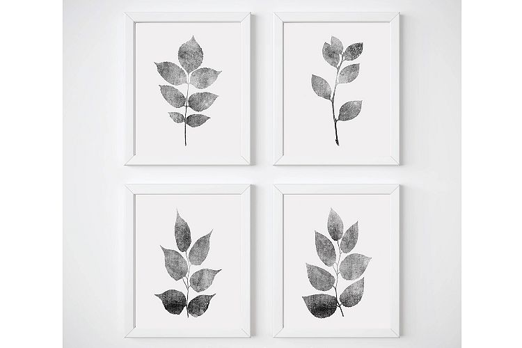Plant Wall Art, Gray Wall Art, Leaves Wall Art, Grey Leaf