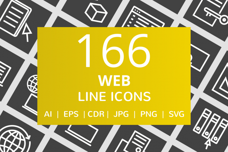 166 Web Line Inverted Icons