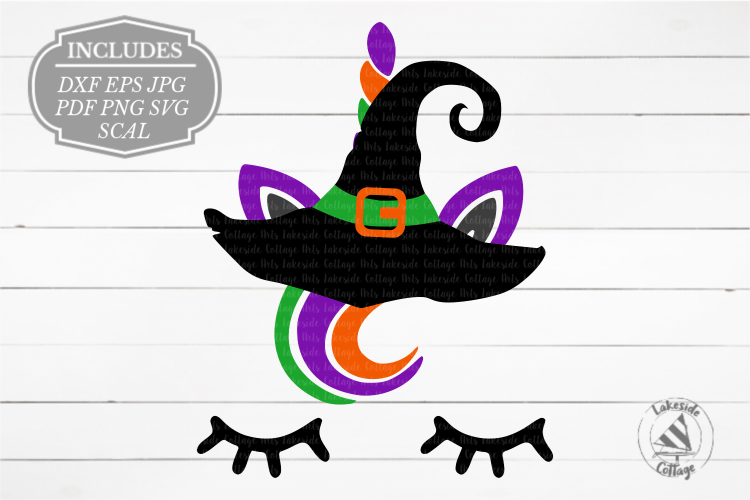 Unicorn Wearing Witch Hat Halloween SVG