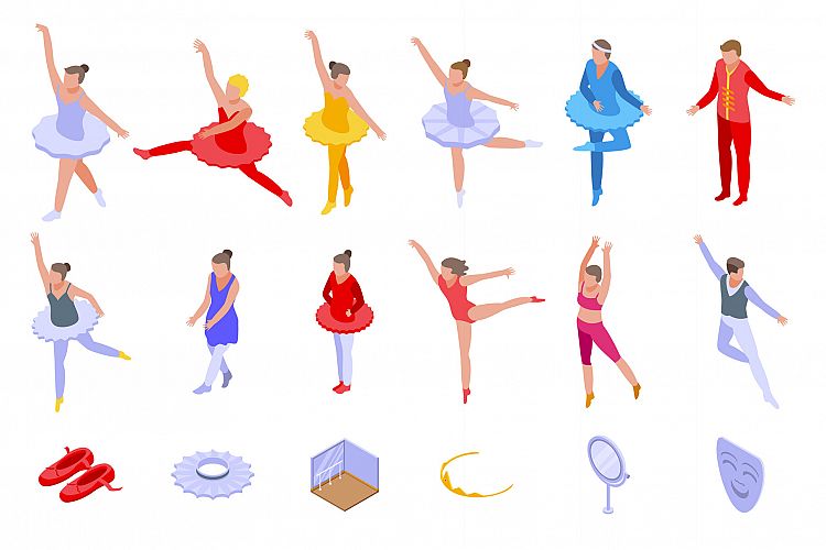 Ballet icons set, isometric style example image 1