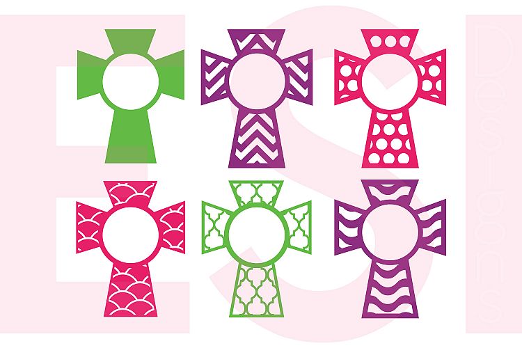Patterned Cross Designs With Circle for a Monogram - Set 1 example image 1