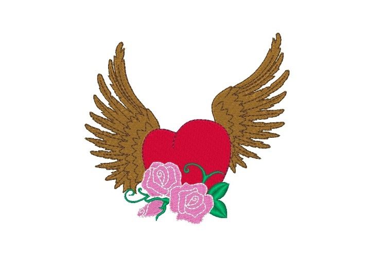 Winged Heart Embroidery Design